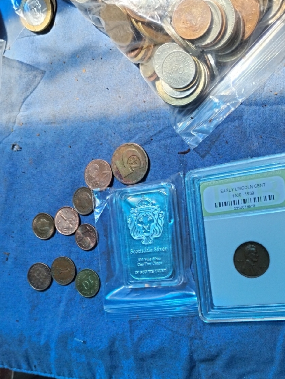 Scottsdale Silver 1 oz BillonSilver Bar with Coins